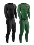 Celfaeree 2 Packs Compression Set Men Thermal Underwear Large, Black/green New. Price: $51.39.