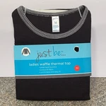 Just Be Women Black Waffle Thermal Long Sleeve Top Casual Pullover Shirt New. Price: $12.87.