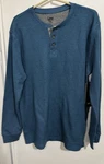 Men's Long Sleeve Thermal Waffle Henley Shirt Blue Size Nwt New. Price: $24.00.
