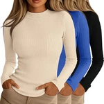 3 Pack Women's Ribbed Shirts, Mock Turtleneck Long Sleeve Tops Slim Fitted Un... New. Price: $58.66.