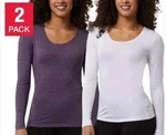 32 Degrees Ladies' Heat Tee, 2-PACK, White/purple, Xl New. Price: $18.99.