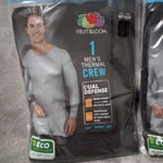 2 Of Fruit Loom Mens Size Large Thermal Shirt Crew Dual Defense Black Dry New. Price: $15.99.