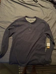 Mens Gray Waffle Knit Thermal Long Sleeve Shirt 3 Button Henley Size Large New. Price: $20.00.