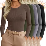 5 Pack Women's Thermal Long Sleeve Shirts Ribbed Knit Cotton Tops Crewneck Wa... New. Price: $80.77.