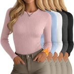 5 Pack Women's 90% Cotton Thermal Shirts Long Sleeve Ribbed Fleece Lined Unde... New. Price: $86.61.