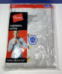 Hanes Thermal Henley Long Sleeve Shirt Mens Gray Waffle Knit 2007 - New. Price: $19.99.