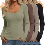 4 Pack Women's Thermal Long Sleeve Shirts Fleece Scoop Neck Tops Slim Fit Und... New. Price: $67.27.