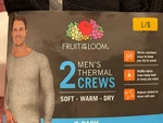 Men Thermal Underwear Pants Or Crews Black Fruit Of Loom 2 Packs New. Price: $9.99.