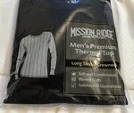 New Mission Ridge Men's Thermal Long Sleeve Crewneck Top Black Cotton Blend Xl. Price: $10.00.