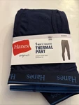 Men's Hanes Tagless Thermal Pant Blue Size 2XL (46-48) New Warmer. Price: $13.49.