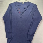 Vintage Hanes Thermal Shirt Mens Large Navy Blue Henley Waffle Knit Base 70S 80S Pre-owned. Price: $15.53.