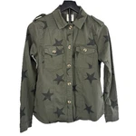 Knox Rose Button Down Shirt Women Green Star Print Utility Cotton Spandex Pre-owned. Price: $10.79.