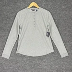 Lands End Top Women Light Gray Long Sleeve Henley Waffle Knit Thermal Shirt New. Price: $12.34.
