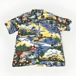 Utility Shirt Mens Large Blue Hawaiian Aloha Button Front Short Sleeve Tropical Pre-owned. Price: $24.99.
