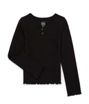 Wonder Nation Girls Xl Plus (14-16) Henley Long Sleeve Tee Waffle Knit Top Black New. Price: $11.95.