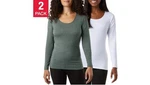 New 32 Degrees Women's Heat Tee, 2-PACK Medium Green/white. Price: $21.59.
