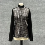 Hot Chillys Pullover Womens Large Black Silver Geo Print Quarter Zip Stretch Usa Pre-owned. Price: $18.39.