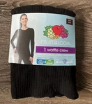 Fruit Loom Soft Thermal Waffle Crew Shirt Long Sleeve Black Women Small New. Price: $11.99.