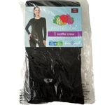 New Fruit Of Loom Womens 4 - 6 Black Waffle Crew Thermal Top. Price: $9.99.