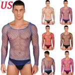 Men Mesh See Through Fishnet T-shirt Long Sleeve Muscle Undershirt Tops New. Price: $15.31.