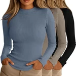 3 Pack Women's Ribbed Shirts, Mock Turtleneck Long Sleeve Tops Slim Fitted Un... New. Price: $59.77.
