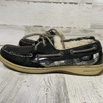 Sperry Top Sider Shoes Women's Sz 6 Black Plaid Leather Sheep Wool Lined Sequins Pre-owned. Price: $16.00.