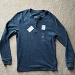 Sonoma Supersoft Thermal Henley Long Sleeve T-shirt Blue Speckled 60% Cotton New. Price: $10.00.
