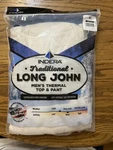 Indera Men's Traditional Long John Thermal Top & Pant White Xl New Sealed. Price: $24.99.