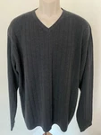 Alfani Mens V-neck Gray 100% Marino Wool Knit Stripes Sweater Top Blouse Sz Xl Pre-owned. Price: $69.99.