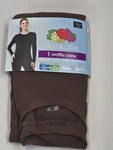 Fruit Loom Womens Xs (0-2) Waffle Crew Top Soft Thermal Wicking Brown New. Price: $10.95.