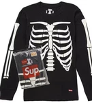 Supreme Hanes Skeleton Thermal Crew Neck Long Sleeve Black T-shirt New. Price: $90.00.