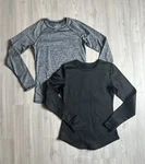 Women's Climate Right Long-sleeve Crewneck Tops Black & Heather Gray Pre-owned. Price: $10.00.