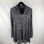Cuddl Duds Softwear Long Sleeve Cowl Neck Tunic Top Animal Print Black Gray Pre-owned. Price: $29.66.