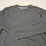 Mens Gray Waffle Knit Thermal Long Sleeve Shirt 3 Button Henley Size Large Pre-owned. Price: $9.99.