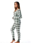 #followme Printed Henley Thermal Underwear Set Women Buffalo Plaid Green/gray New. Price: $19.99.