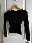 Reoria Black Ribbed Zip Front Top Women Medium Fitted Stretch Y2K Long Sleeve Pre-owned. Price: $19.99.