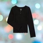 Wonder Nation Shirt Girl 7-8 Black Henley Long Sleeve Comfort Waffle Knit Tee New. Price: $7.99.
