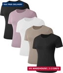 Kinglaman 5 Pack Women's Short Sleeve Basic Shirts Tees, Slim Fit Crew Neck New. Price: $48.58.