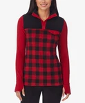 Cuddl Duds Fleecewear Women's Long Sleeve Button Top Red/prt Nwt (A1) New. Price: $31.50.