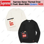 Supreme Hanes Thermal Crew (1 Pack) Black White 2COLORS FW25 New. Price: $153.07.