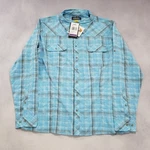 Cabelas Tech Fishing Hiking Button Up Shirt Women's 2XL Plaid Insect Defense New. Price: $27.95.