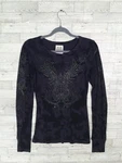 Women's Y2K Miss Long Sleeve Shirt Top Fitted Rhinestones Medium Wings Pre-owned. Price: $24.99.