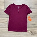 Wonder Nation Girls Short Sleeve Waffle Henley Tee Size Xl (14-16) Burgundy New. Price: $7.00.