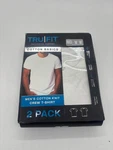 Trufit Men's 2-PACK White Cotton Crew Neck T-shirt Set Featuring Breathable, Tag New. Price: $11.99.