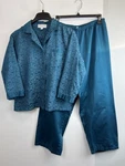 Miss Elaine Teal Long Sleeve Button Up Top & Pants Pajamas Women Petite Ps Pre-owned. Price: $20.79.