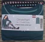 Climateright Cuddl Duds Women Small Base Layer Top & Legging Set Green Fairisle New. Price: $23.88.