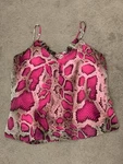 Adrienne Tank Top Cami Women Size Medium Hot Pink Snakeskin Print Ruffle Nwt New. Price: $21.44.