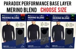 Paradox Mens Merino Blend Performance Base Layer 1/4 Zip Top Drirelease M, L, Xl New. Price: $19.75.